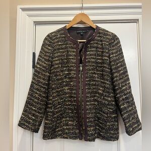 Lafayette 148 New York Women's Tweed Jacket - Brown and Gold